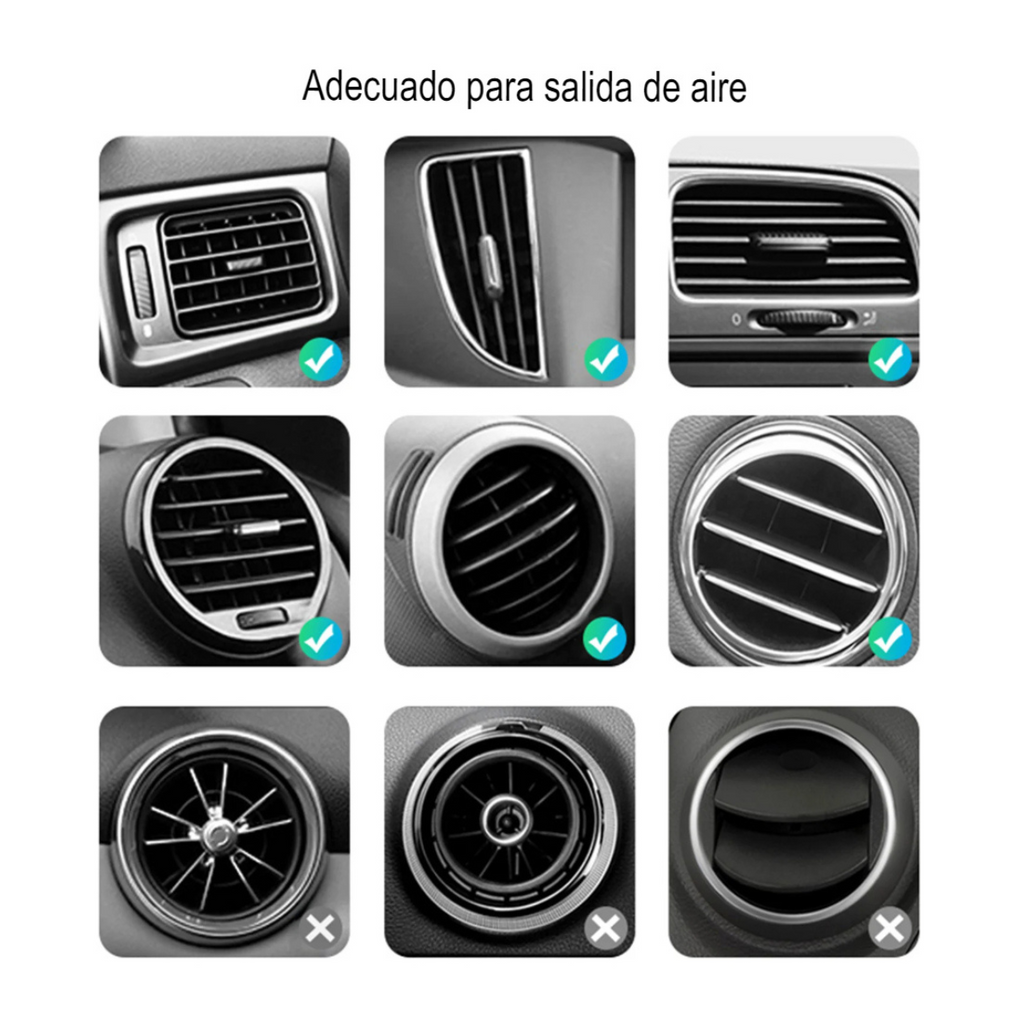 Cargador inalámbrico con soporte - compatibilidad con rejillas de ventilación