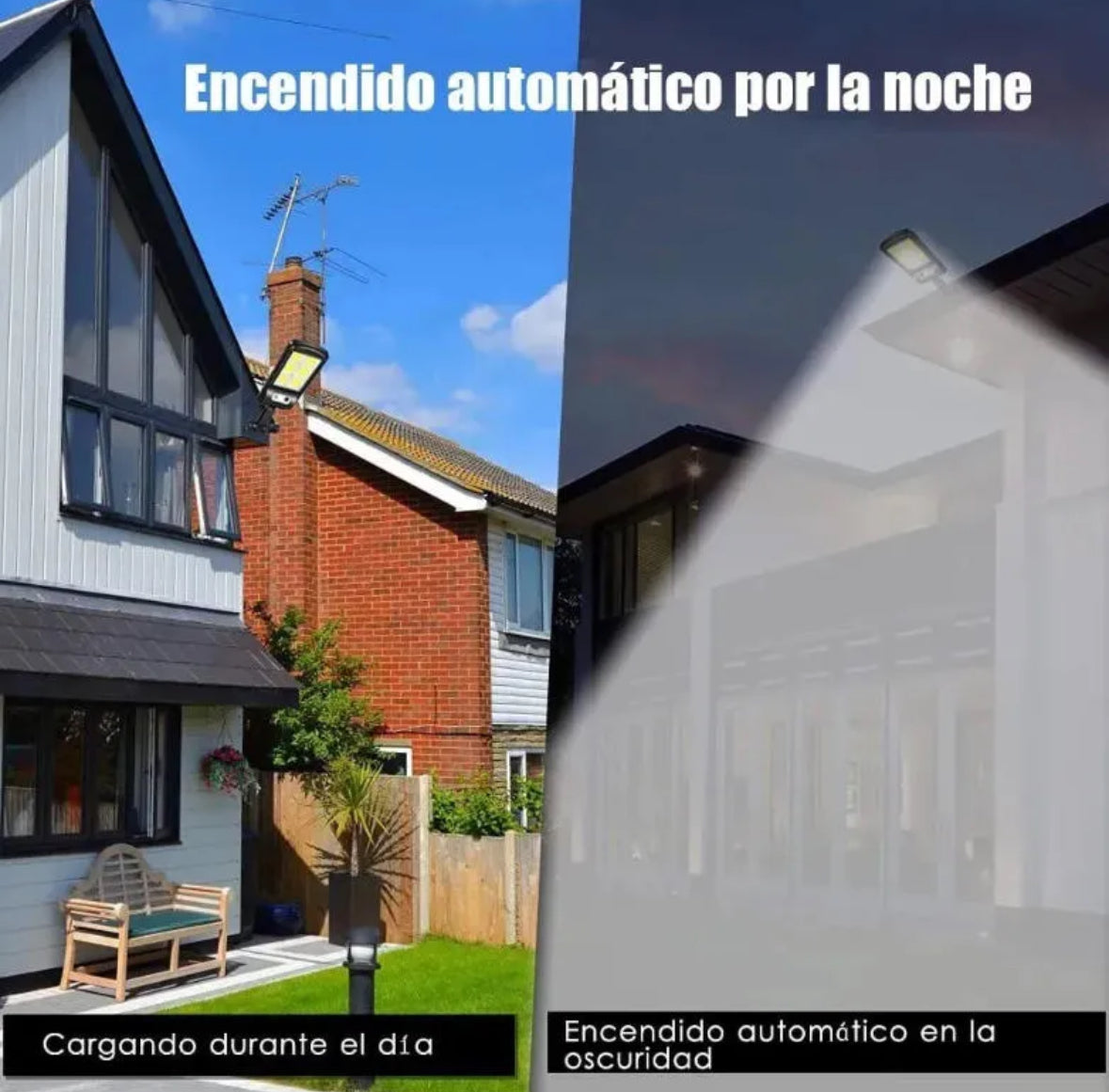 Foco solar con carga diurna y encendido automático nocturno