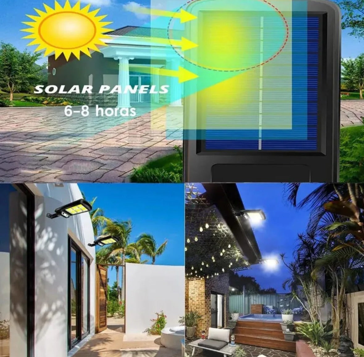 Panel solar y ejemplos de instalación exterior