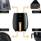 Freidora de aire digital con panel táctil y sistema de refrigeración