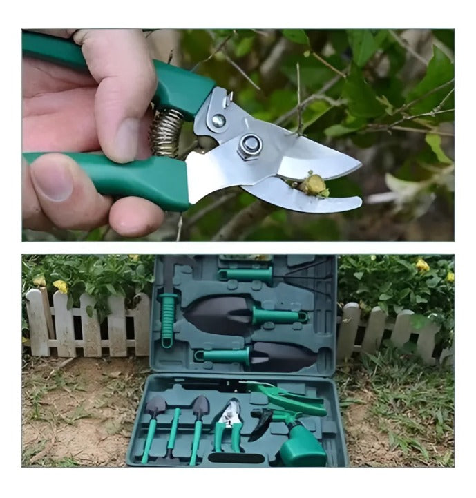 Tijera de poda y estuche completo de herramientas de jardinería