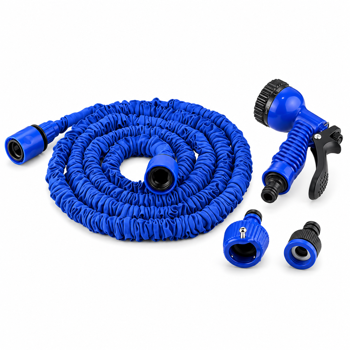 Kit de manguera azul expandible para jardín con accesorios