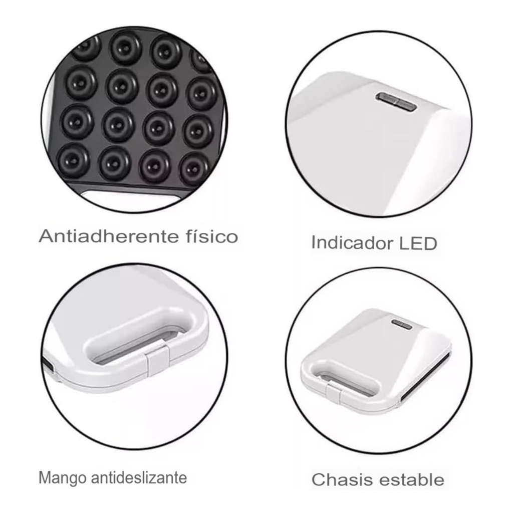 Mini máquina de donas con superficie antiadherente e indicador LED