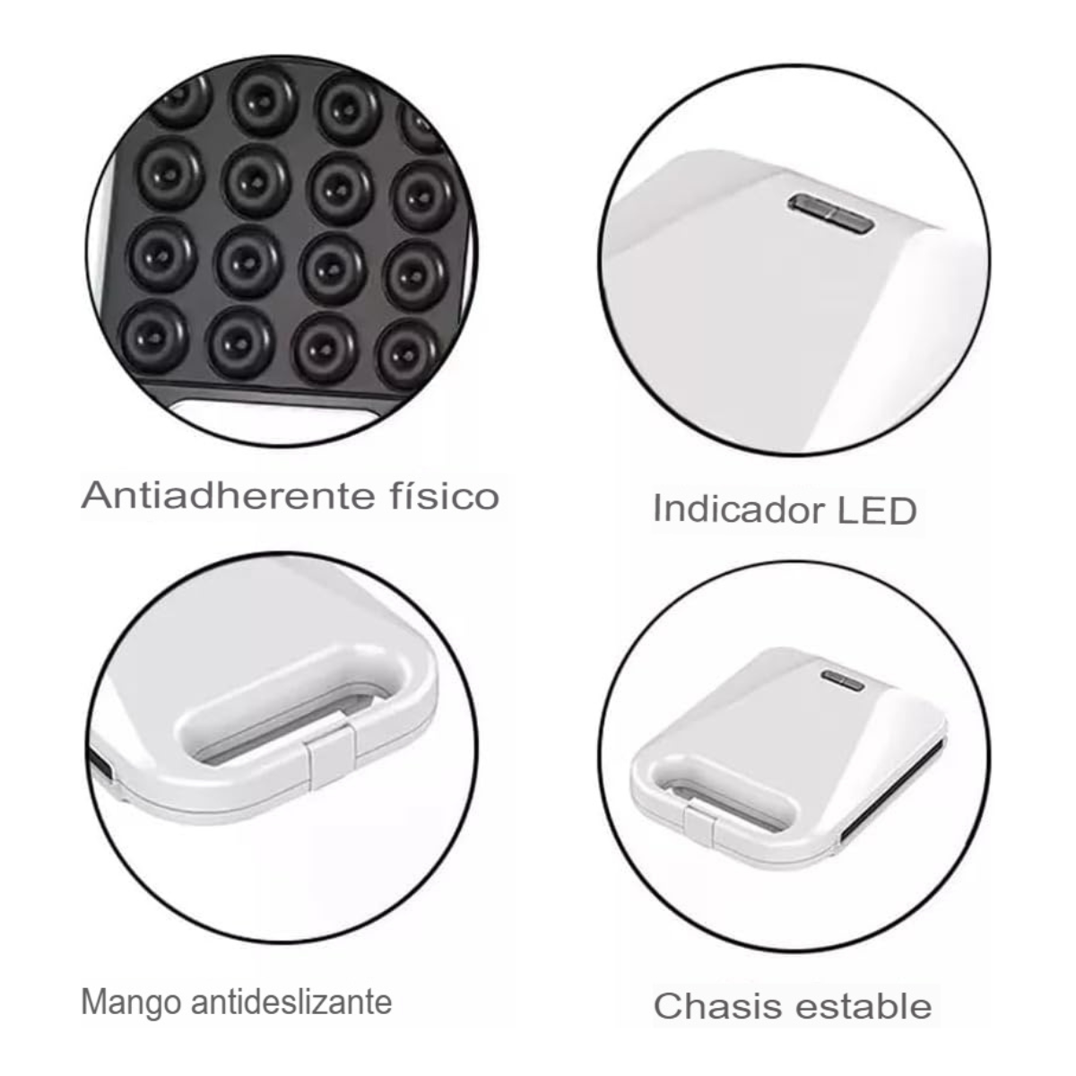 Mini máquina de donas con superficie antiadherente e indicador LED