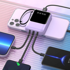 Power Bank 10.000 mAh con cables integrados en uso