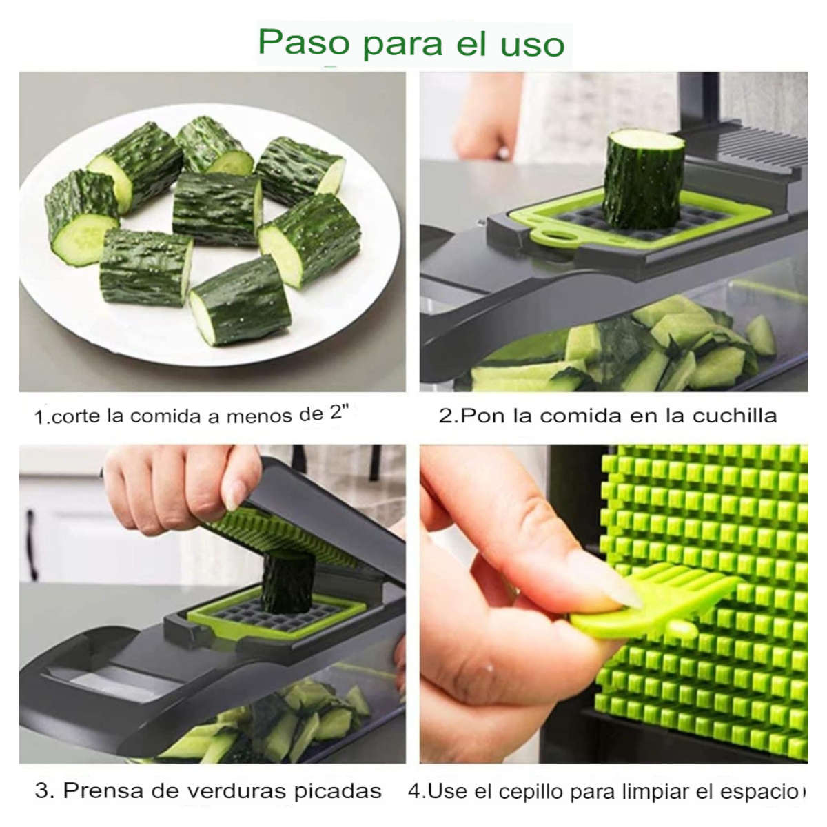 Rallador multifuncional 12 en 1 - pasos de uso
