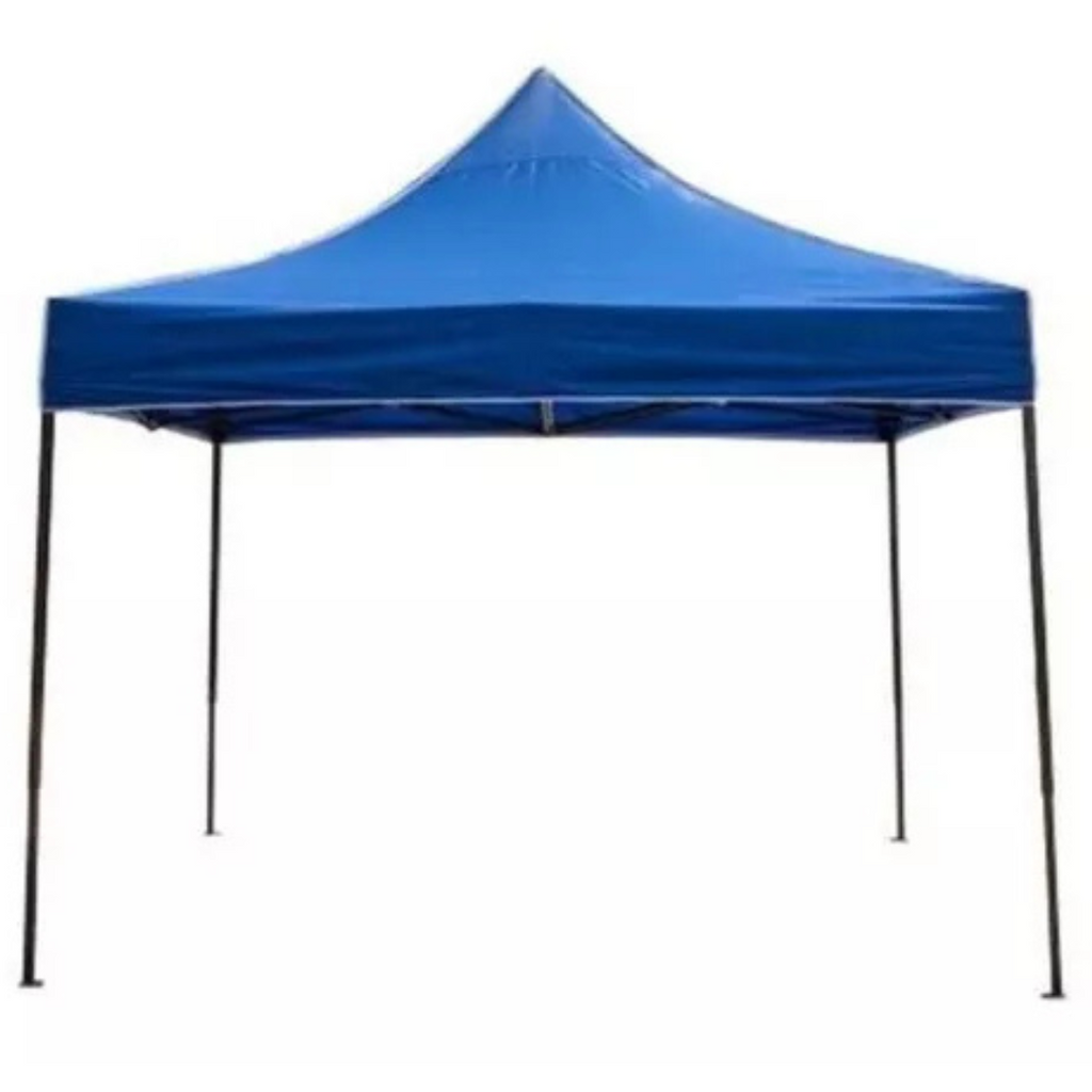 Toldo plegable impermeable azul de 3x3 metros vista frontal completa