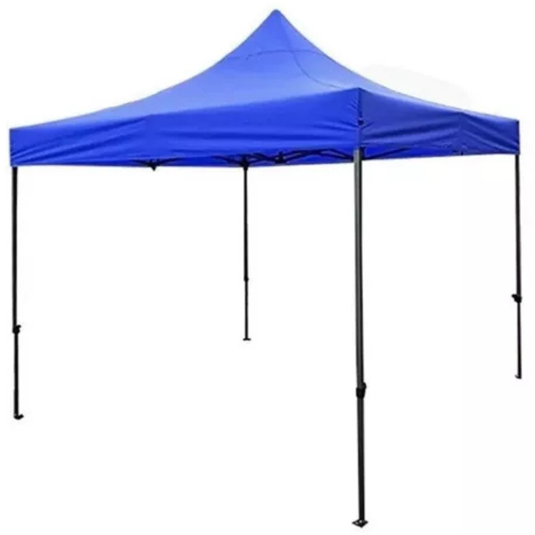 Toldo plegable impermeable azul de 3x3 metros vista frontal