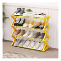 Zapatero plegable de 4 niveles amarillo con calzado